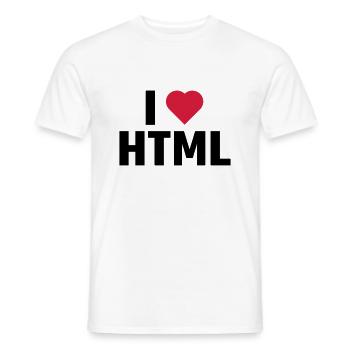 Ich liebe HTML - Männer T-Shirt - Weiß - Vorne - AI Model Male 178 dark (178cm)