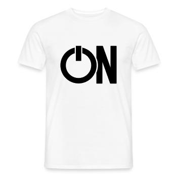 switch on switch mode press symbol sign - Men's T-Shirt - white - Front - AI Model Male 178 dark (178cm)