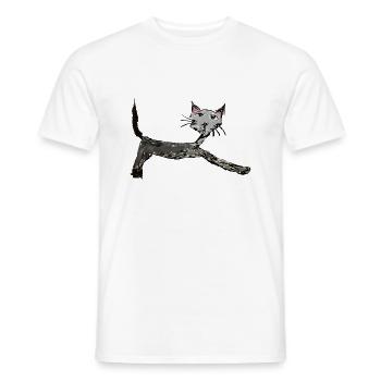 Funny cat, children's drawing, comic - Men's T-Shirt - white - Front - AI Model Male 178 dark (178cm)