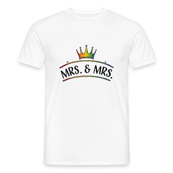 Couronne arc-en-ciel MRS et MRS mariage lesbien - T-shirt homme - blanc - Devant - AI Model Male 178 dark (178cm)