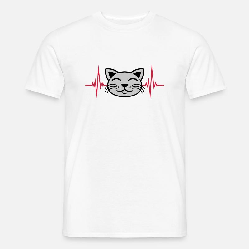 Puls Katze Gesicht glücklich - Männer T-Shirt - Weiß