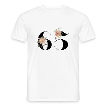 65e anniversaire fleuris (Cadeau de 65 ans) - T-shirt homme - blanc - Devant - AI Model Male 178 dark (178cm)