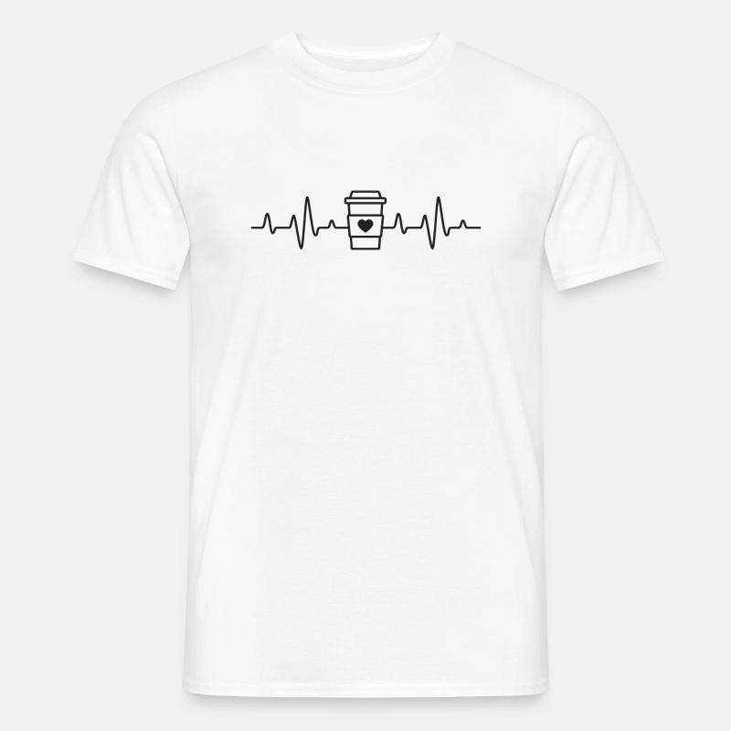 Kaffee Herzschlag - Männer T-Shirt - Weiß