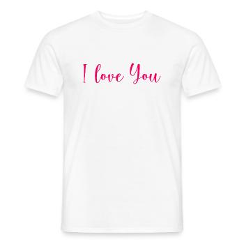 VALENTINE'S DAY. Bachelorette party. I LOVE YOU. I LOVE YOU. LOVE - Men's T-Shirt - white - Front - AI Model Male 178 dark (178cm)