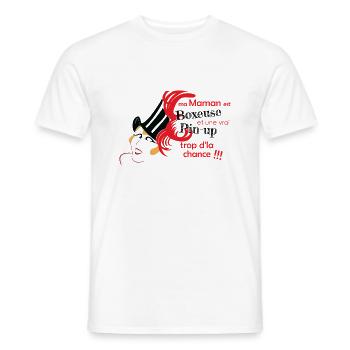 maman pinup boxeuse - T-shirt homme - blanc - Devant - AI Model Male 178 dark (178cm)