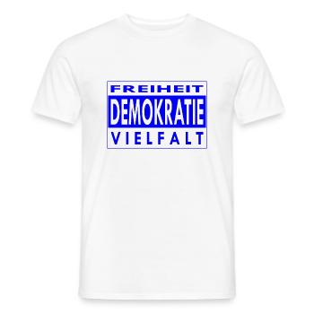 Freiheit, Demokratie & Vielfalt sind unsere Werte - Männer T-Shirt - Weiß - Vorne - AI Model Male 178 dark (178cm)