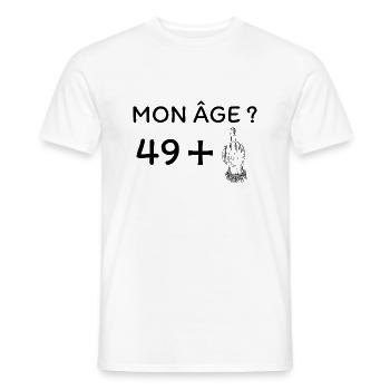 mon âge 50 - T-shirt homme - blanc - Devant - AI Model Male 178 dark (178cm)