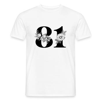 Numéro 81 floral noir - 81e anniversaire floral - T-shirt homme - blanc - Devant - AI Model Male 178 dark (178cm)