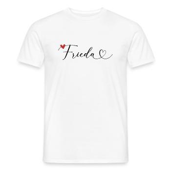 Frieda Nom Prénom Calligraphie coeur - T-shirt homme - blanc - Devant - AI Model Male 178 dark (178cm)