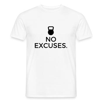 T-shirt de fitness : Pas d’excuses / Salle de sport avec kettlebell - T-shirt homme - blanc - Devant - AI Model Male 178 dark (178cm)