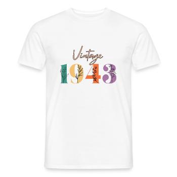 Vintage 1943 Floral - Men's T-Shirt - white - Front - AI Model Male 178 dark (178cm)