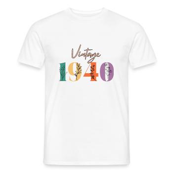 Vintage 1940 florale - T-shirt homme - blanc - Devant - AI Model Male 178 dark (178cm)