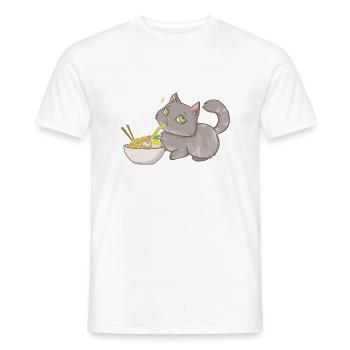 Le chat vole Ramen - T-shirt homme - blanc - Devant - AI Model Male 178 dark (178cm)