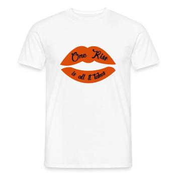 One kiss is all it takes song Kussmund Rouge à lèvres - T-shirt homme - blanc - Devant - AI Model Male 178 dark (178cm)