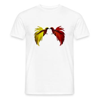2 little birds of paradise yellow, red - Men's T-Shirt - white - Front - AI Model Male 178 dark (178cm)