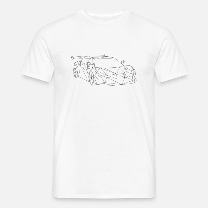 Low Poly Art - Rennauto - Männer T-Shirt - Weiß