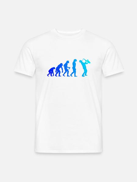 Saxophon Evolution Saxophonist Sax Herren Jungen - Männer T-Shirt - Weiß