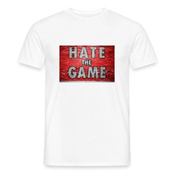 Hate The Game Brick Wall Graffiti - Men's T-Shirt - white - Front - AI Model Male 178 dark (178cm)