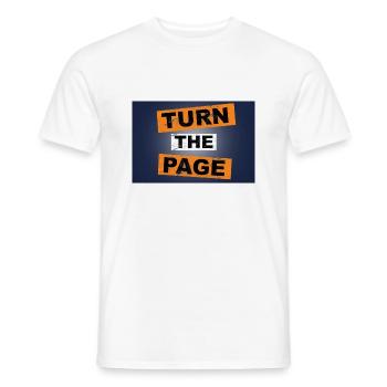 Tourner la page en disant lettrage - T-shirt homme - blanc - Devant - AI Model Male 178 dark (178cm)