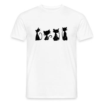 schwarze katzen skizzen silhouetten zeichnung hand freie hand - Männer T-Shirt - Weiß - Vorne - AI Model Male 178 dark (178cm)