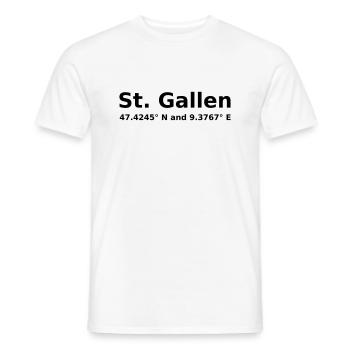 St. Gallen - with geo coordinates horizontal - Men's T-Shirt - white - Front - AI Model Male 178 dark (178cm)