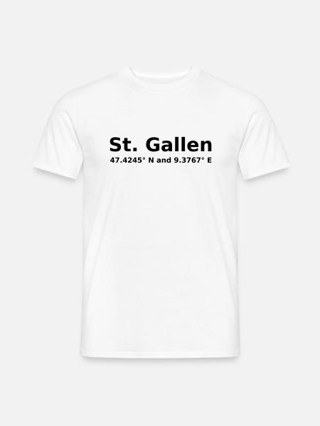 St. Gallen - mit Geo Koordinaten Waagrecht - Männer T-Shirt - Weiß