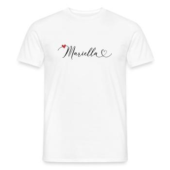 Mariella Name Vorname Kalligrafieherz - Männer T-Shirt - Weiß - Vorne - AI Model Male 178 dark (178cm)