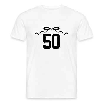 Numéro 50 noeud - 50e anniversaire - T-shirt homme - blanc - Devant - AI Model Male 178 dark (178cm)