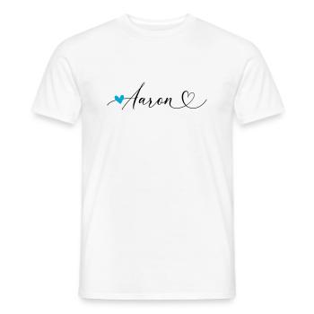 Aaron Nom Prénom Calligraphie coeur - T-shirt homme - blanc - Devant - AI Model Male 178 dark (178cm)