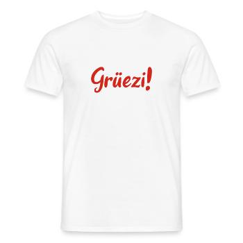 Grüezi - Schweiz - Switzerland - Swiss - Suisse - T-shirt homme - blanc - Devant - AI Model Male 178 dark (178cm)