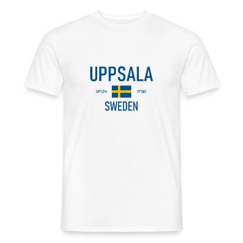 Uppsala - Suède - Sverige - Coordonnées du drapeau - T-shirt homme - blanc - Devant - AI Model Male 178 dark (178cm)