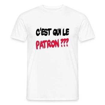C'est qui le patron ? - T-shirt homme - blanc - Devant - AI Model Male 178 dark (178cm)