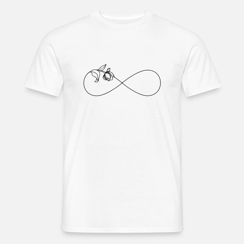 Symbole de l'infini simple Infinity avec fleur - T-shirt homme - blanc