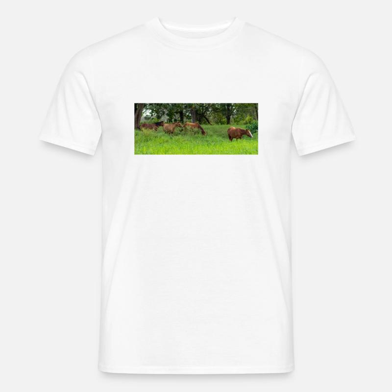 Pferde auf der Wiese - Männer T-Shirt - Weiß