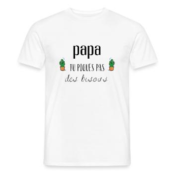 papa tu piques pas des bisous - T-shirt homme - blanc - Devant - AI Model Male 178 dark (178cm)