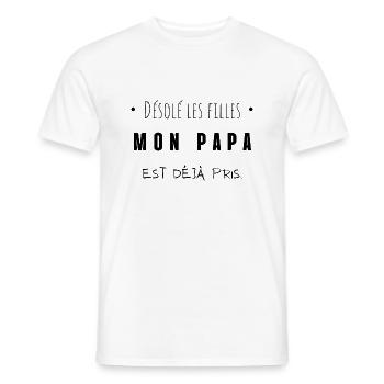désolé les filles mon papa est déjà pris - T-shirt homme - blanc - Devant - AI Model Male 178 dark (178cm)