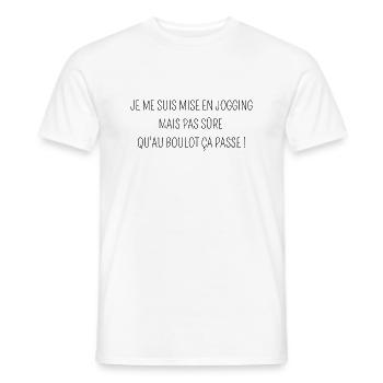 je me suis mise en jogging au boulot - T-shirt homme - blanc - Devant - AI Model Male 178 dark (178cm)