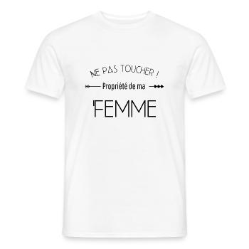 Ne pas toucher propriété de ma femme - T-shirt homme - blanc - Devant - AI Model Male 178 dark (178cm)