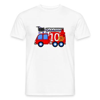 Feuerwehrfahrzeug 10 Geburtstag Kinder - Männer T-Shirt - Weiß - Vorne - AI Model Male 178 dark (178cm)