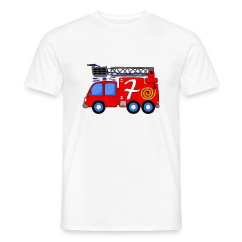 Feuerwehrfahrzeug 7 Geburtstag Kinder - Männer T-Shirt - Weiß - Vorne - AI Model Male 178 dark (178cm)