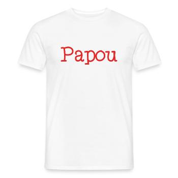 PAPOU. PAPA. FÊTE DES PÈRES. BONNE FÊTE PAPA - T-shirt homme - blanc - Devant - AI Model Male 178 dark (178cm)
