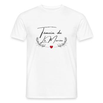 témoin de la mariée -tshirt assorti - T-shirt homme - blanc - Devant - AI Model Male 178 dark (178cm)