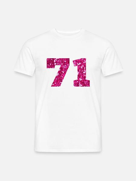 71 Pink Glitter - 71. Geburtstag - Männer T-Shirt - Weiß