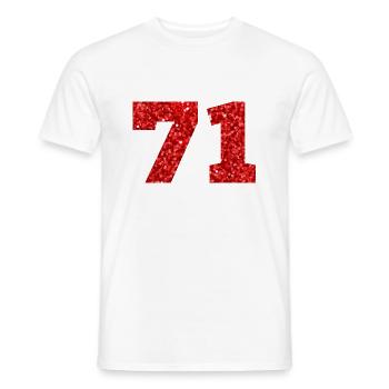 71 Red Glitter - 71 Birthday - Men's T-Shirt - white - Front - AI Model Male 178 dark (178cm)