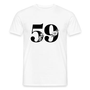 Numéro 59 floral noir - 59e anniversaire floral - T-shirt homme - blanc - Devant - AI Model Male 178 dark (178cm)