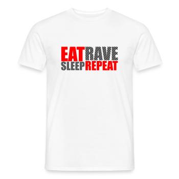 Manger dormir rave répéter nourriture sommeil corbeau disant - T-shirt homme - blanc - Devant - AI Model Male 178 dark (178cm)