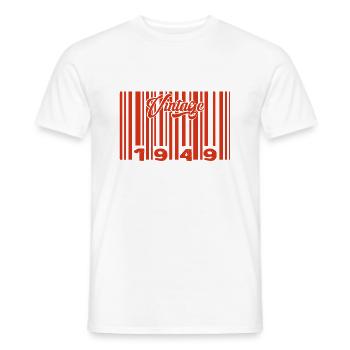 Vintage 1949 Born In 1949 76 Years Bar Code Anniversai - Men's T-Shirt - white - Front - AI Model Male 178 dark (178cm)