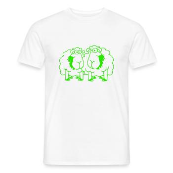 Deux moutons mangent de l’herbe 2 amis Équipe affamée - T-shirt homme - blanc - Devant - AI Model Male 178 dark (178cm)