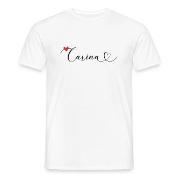 Carina Name Vorname Kalligrafieherz - Männer T-Shirt - Weiß - Vorne - AI Model Male 178 dark (178cm)