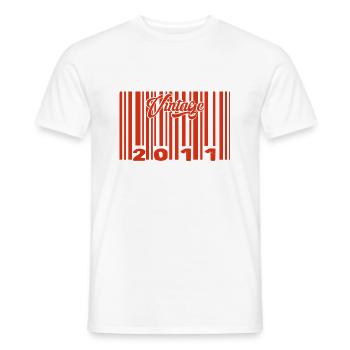 Vintage 2011 Born In 2011 14 Year Old Bar Code Anniversai - Men's T-Shirt - white - Front - AI Model Male 178 dark (178cm)